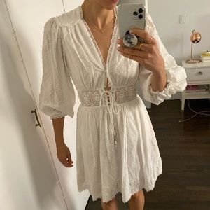 Zimmermann White Lace Puff Sleeve Dress Sz 1
